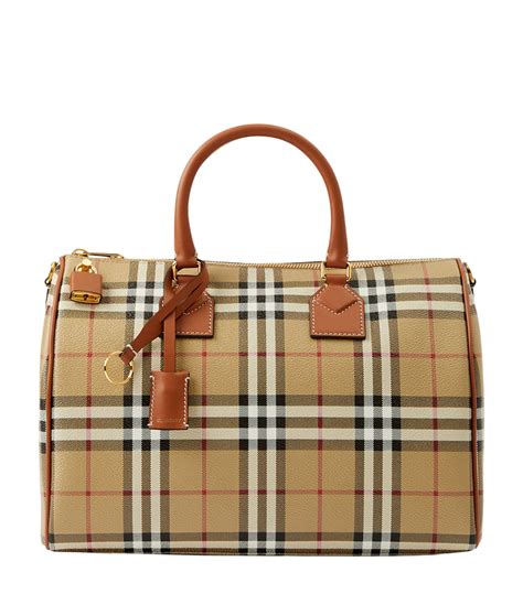 burberry canvas check bowling bag vintage|burberry clutches and evening bags.